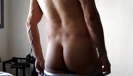 sexy boy tries different underwear ends up in bed masturbating
