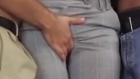 Three Men Fuck a Curly Blonde in Her Tight Pussy in an Amazing Threesome.