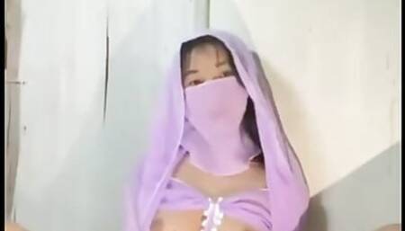 Beautiful Girl Purple Lingerie Masturbation