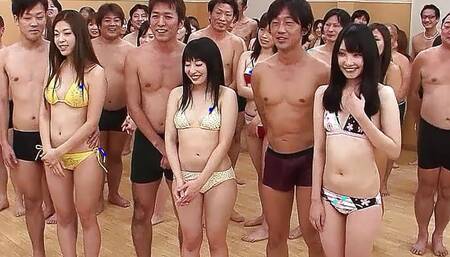 Extreme uncensored Japanese Swinger Orgy with over 40 Couples who Fuck Together
