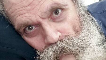 Moustache Daddy Worships Cock, Swallows Cum