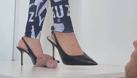 Lady Latisha - CBT Trample Board - ALDO Leather Slingback Stilettos - Close-Up - UHD 4K