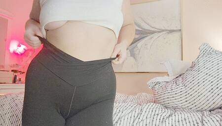 Camel toe, yoga pants, and fucking myself hard JOI