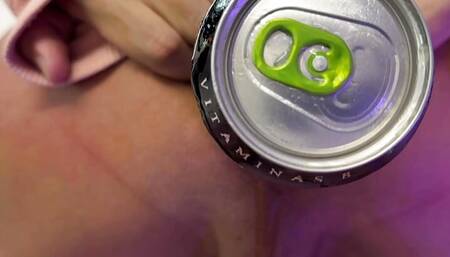 shemale whore pushing the entire can of monster energy drink