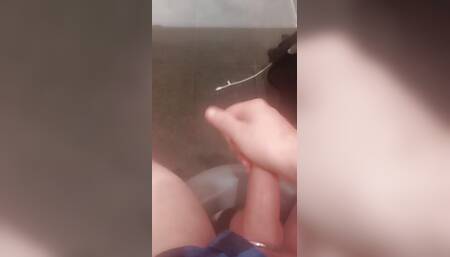 Solo public toilet wank