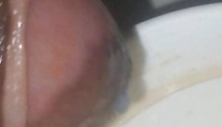 Drinking semen with teacup