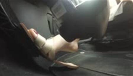 Girlfriend Drives in Flat Sandals - Pedal Cam