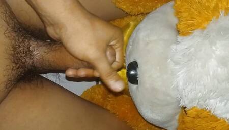 Jerking off with a dog doll until you squirt