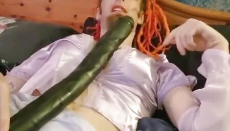 Playing with a Huge Double Ended Dildo, Massive Rose, Gape and Prolapse in Chastity Extreme Anal