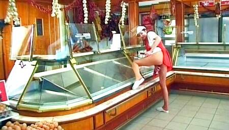 Bueautiful German babe fucked in the sausage shop