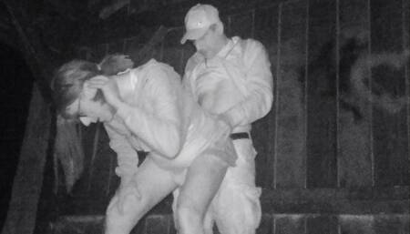 Fucking outddor ends with a huge cumshot and a cumwalk