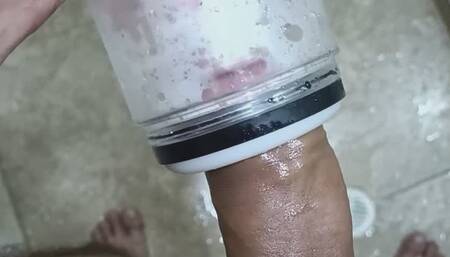 POV Big Uncut Cock Camilo Brown Using An Automatic Masturbat