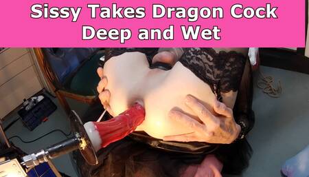 Sissy Takes Dragon Dildo Deep   Sissy Crossdresser Anal Training