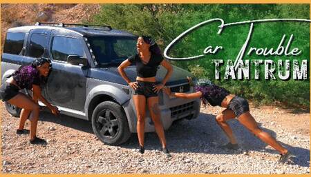 Car Trouble Tantrum - STUCK CAR CUSTOM: PUSHING, STRUGGLING & STRAINING IN SHORTS