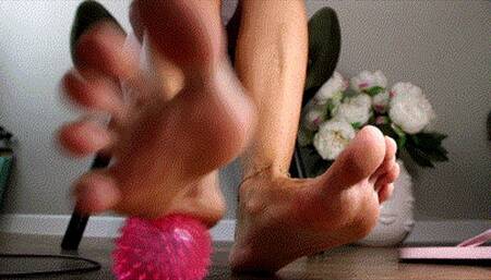 Foot play with pink ball AVI