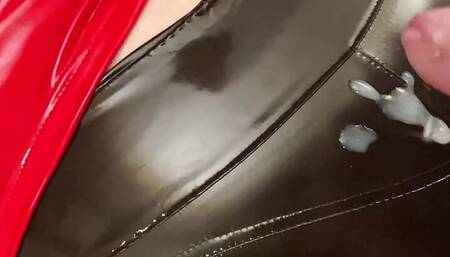 Cum on Shiny Black Vinyl Pants