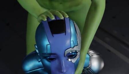 Hot blowjob with Gamora and Nebula from Marvel