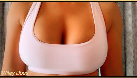 Wifeys big perfect tits getting vibrated and bounced in slow motion