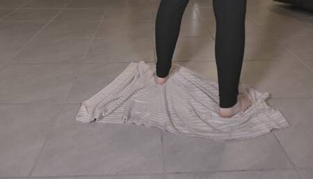Cleaning the floor with my feet