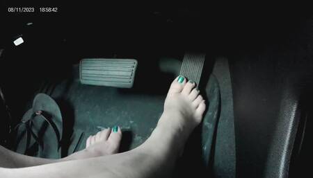 Missy’s POV in thin black flip flops