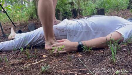 Outdoor Muddy Trample: Up-Close Sensual Control - Low Angle View
