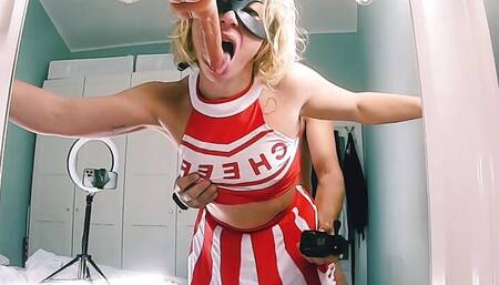 Nasty Cheerleader with butt plug