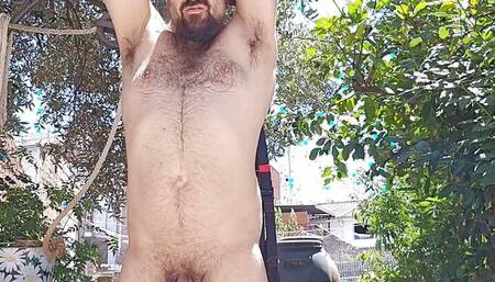 Naked workout outdoors