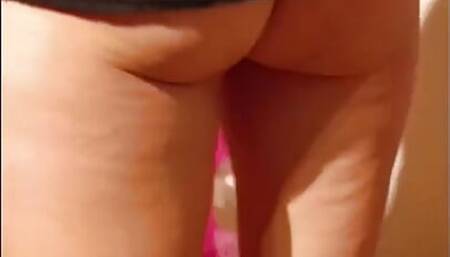 Busty flight attendant has a loud orgasm