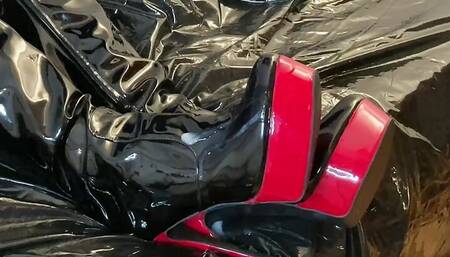 Cum on Black PVC High Heel Boots