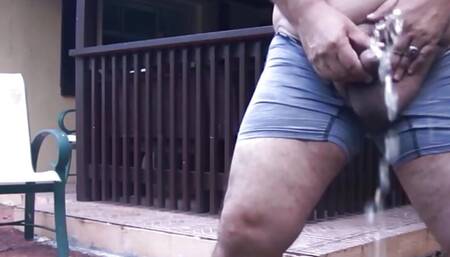 Hung Max Pissing 2 Loads of Urine & Shooting a Mega Load of CUM
