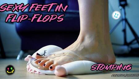 Highly arched feet in Flip-flops stomping CUSTOM