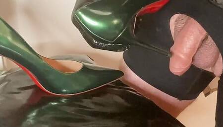 Green High Heel Pumps Shoe Play and Cum