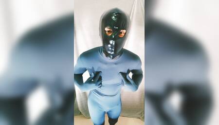 Zentai bodysuit and anal insertion