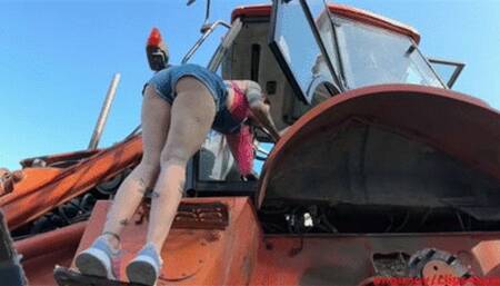 She stuck in an EXCAVATOR