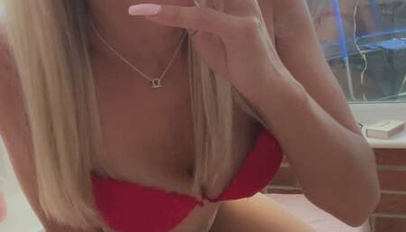 Red Bra, Nylons, NO Pants!