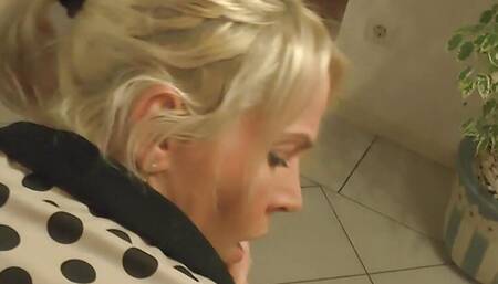 Blonde neighbor gets fucked fast and horny !!