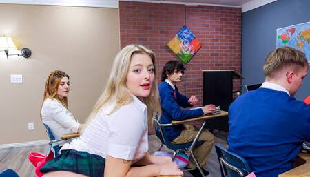 Horny girls are being shown in a wild classroom compilation