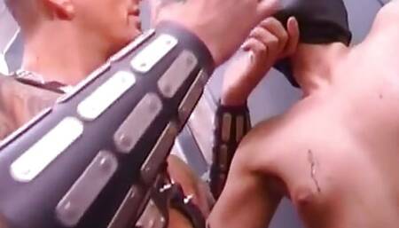 A Buff Tattooed Man Loves to Play with His Slaves.
