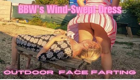 BBW's Wind-Swept Dress: Outdoor Farting Fun on the Face