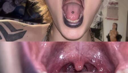 CLOSE UP Black lipstick MOUTH TOUR with flash on inside mouth