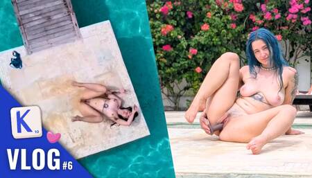 She only needs her XL Strap-on-me dildo to make herself cum - French Vlog Bali Pool