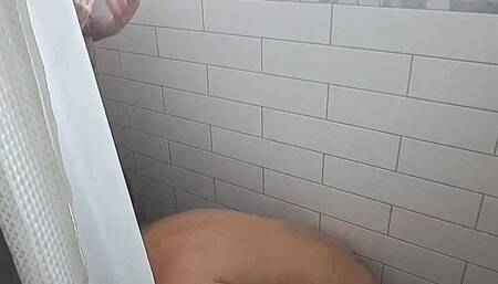 boy gets surprised when hairy silver stepdad joins him in the shower