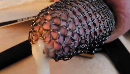 Leaking Thick cum. Cockcage cumshot