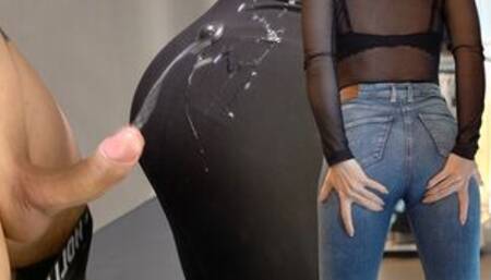 Huge Cumshot on H&M leggings in a public changing room