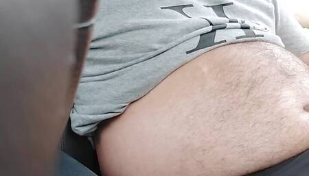 Risky masturbation inside a car parked on the street