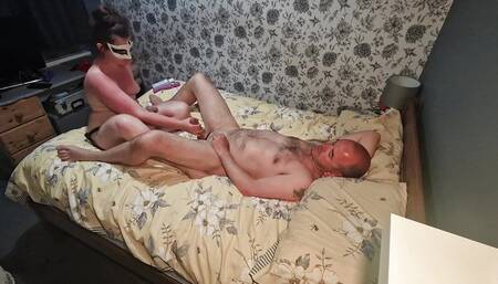 Wife Pegging Husband with Her Strapon Then Sitting on His Cock in Reverse and Fucks Him Hard