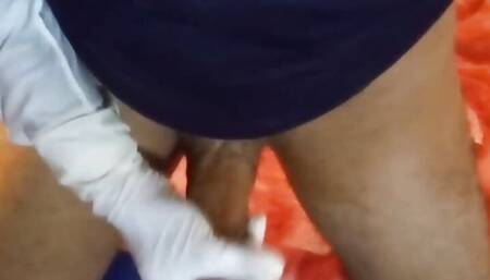 Hand job with gloves