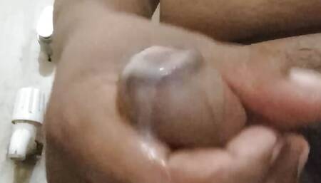 Crazy boy in heat bathroom cumshot