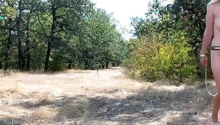 Slave Walks Around in a Chastity Belt and Double Penetrates the Highway