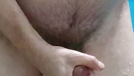 Shower, fingering ass and jerking